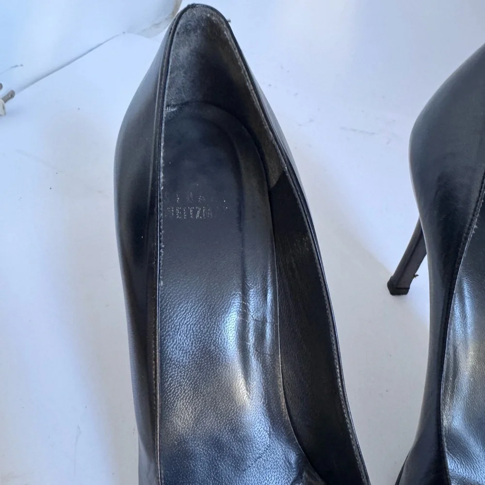 Stuart weitzman black leather heels size 9.5 - Picture 5 of 13